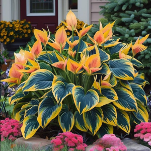 Хоста Флейм Данс купить по цене от 650р. в интернет-магазине «Посадика» с доставкой почтой в в Малгобеке и по всей России – [изображение №1].